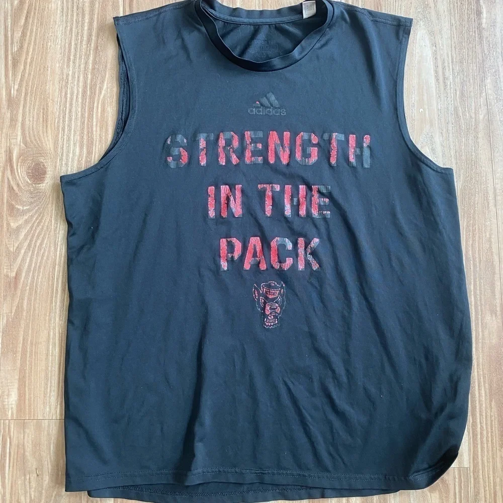 Faded Stitch Strength In The Pack NC State Wolfpack Athletic Tank Top